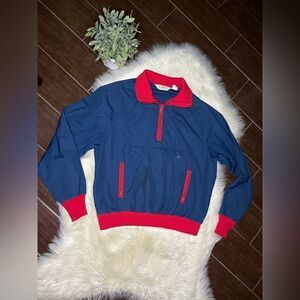 L.L Bean navy blue w/red trim vintage pullover sz large